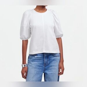 NWOT Madewell White Puff Sleeve Blouse sz Large